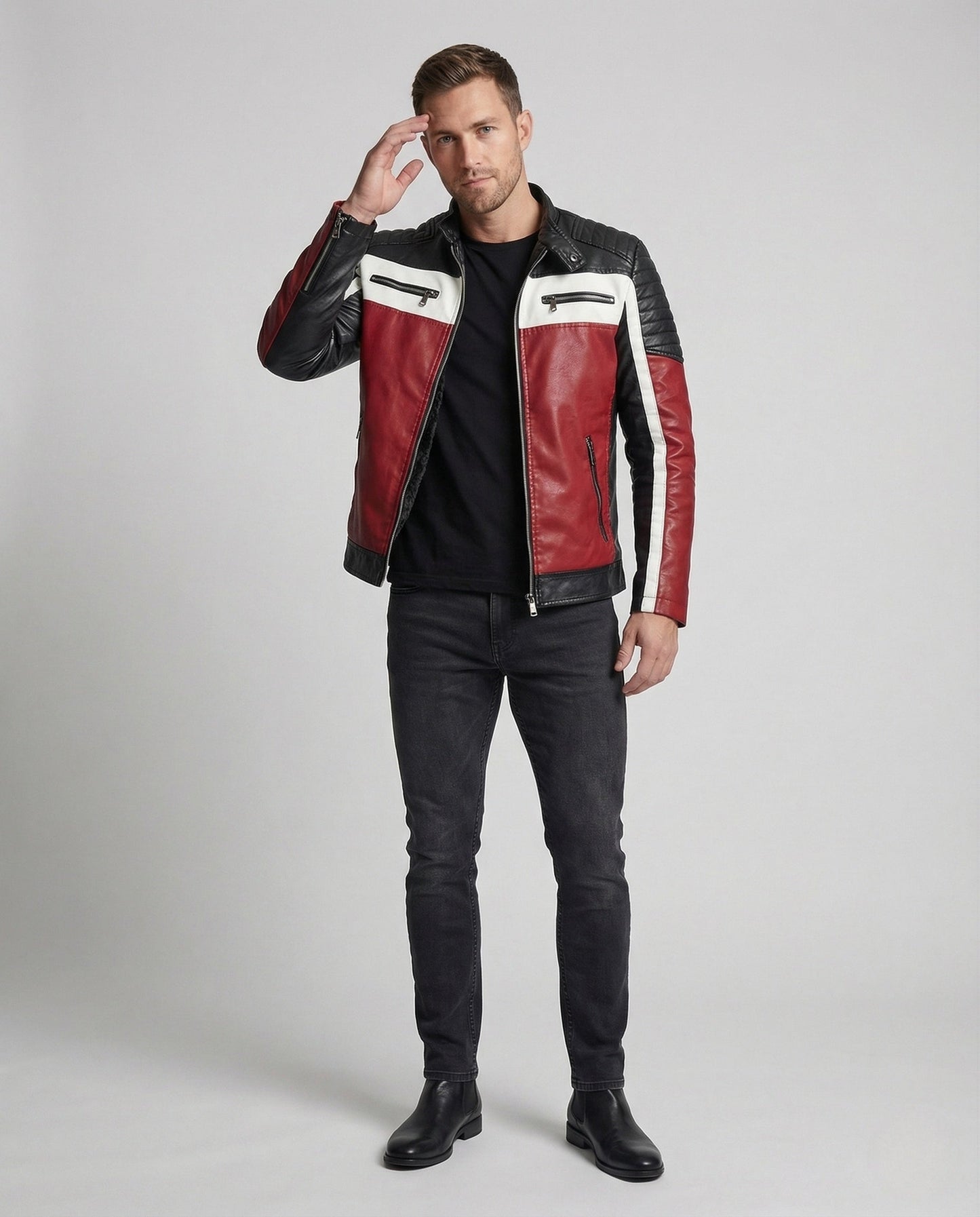 Giacca Biker Uomo in Ecopelle con Fodera Teddy - Brentozzi