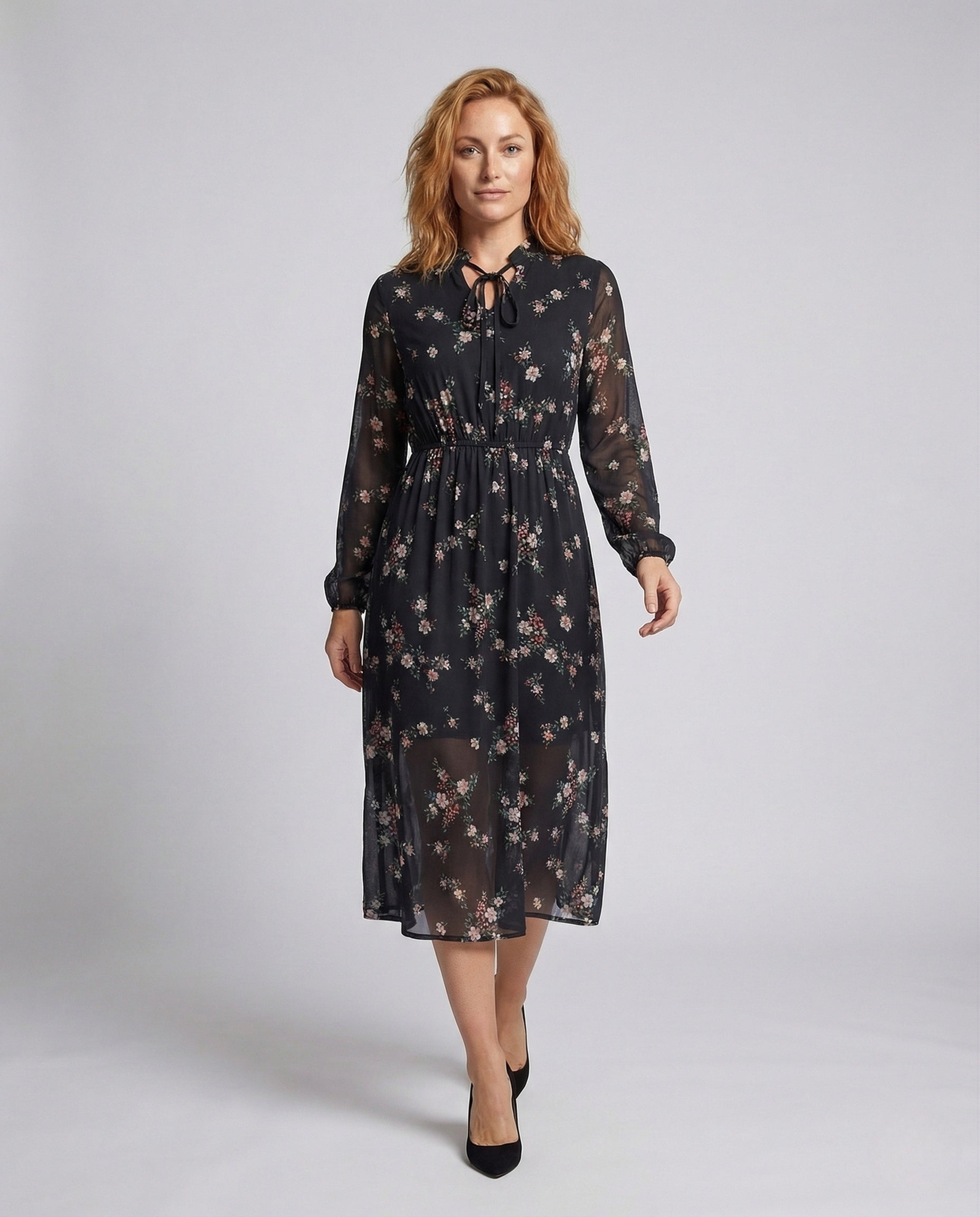 Abito Maxi Donna in Chiffon Floreale Linea A - Brentozzi