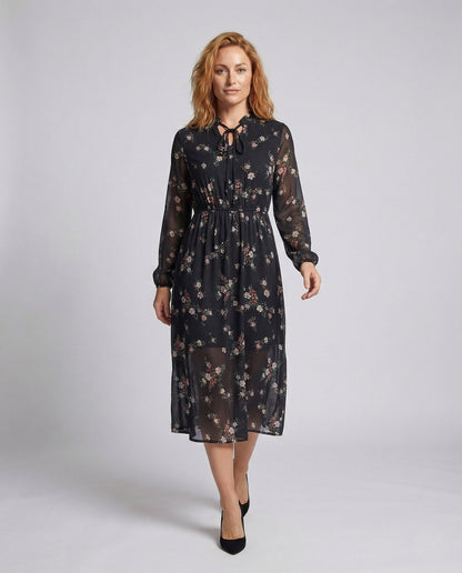 Abito Maxi Donna in Chiffon Floreale Linea A - Brentozzi