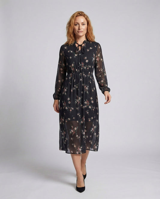 Abito Maxi Donna in Chiffon Floreale Linea A - Brentozzi