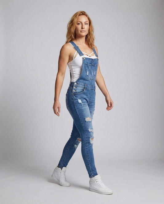 Jeans Salopette Donna Slim Fit Taglio Tubo - Brentozzi
