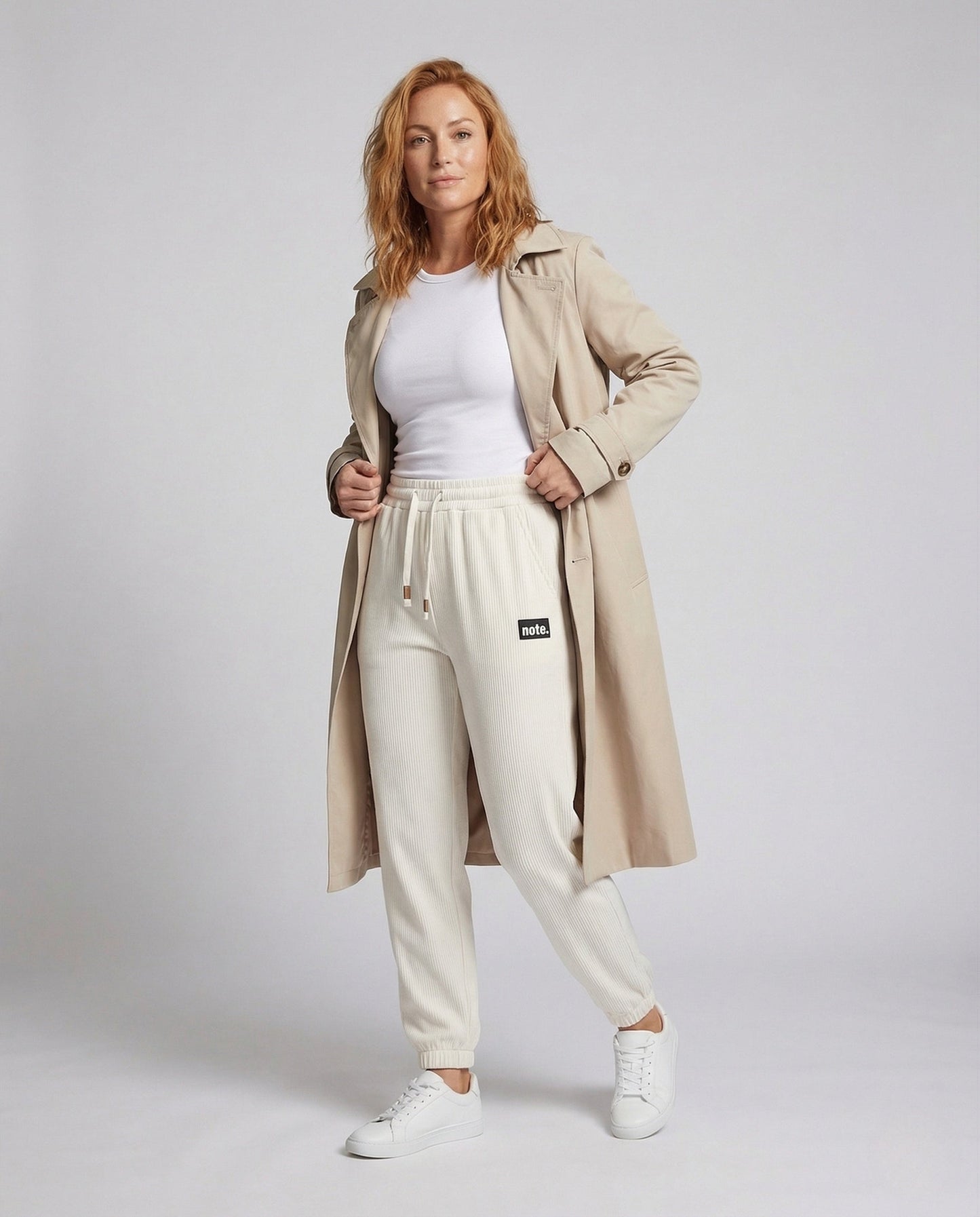 Pantaloni Jogging Donna Tessuto Righe Vita Regolabile - Brentozzi