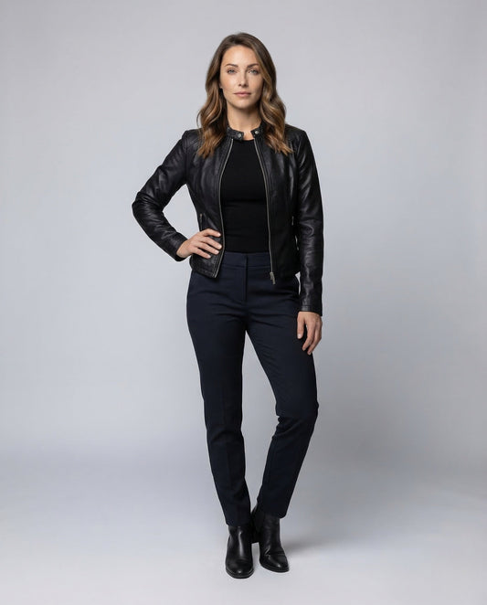 Giacca Donna in Ecopelle Corta Stile Minimalista - Brentozzi