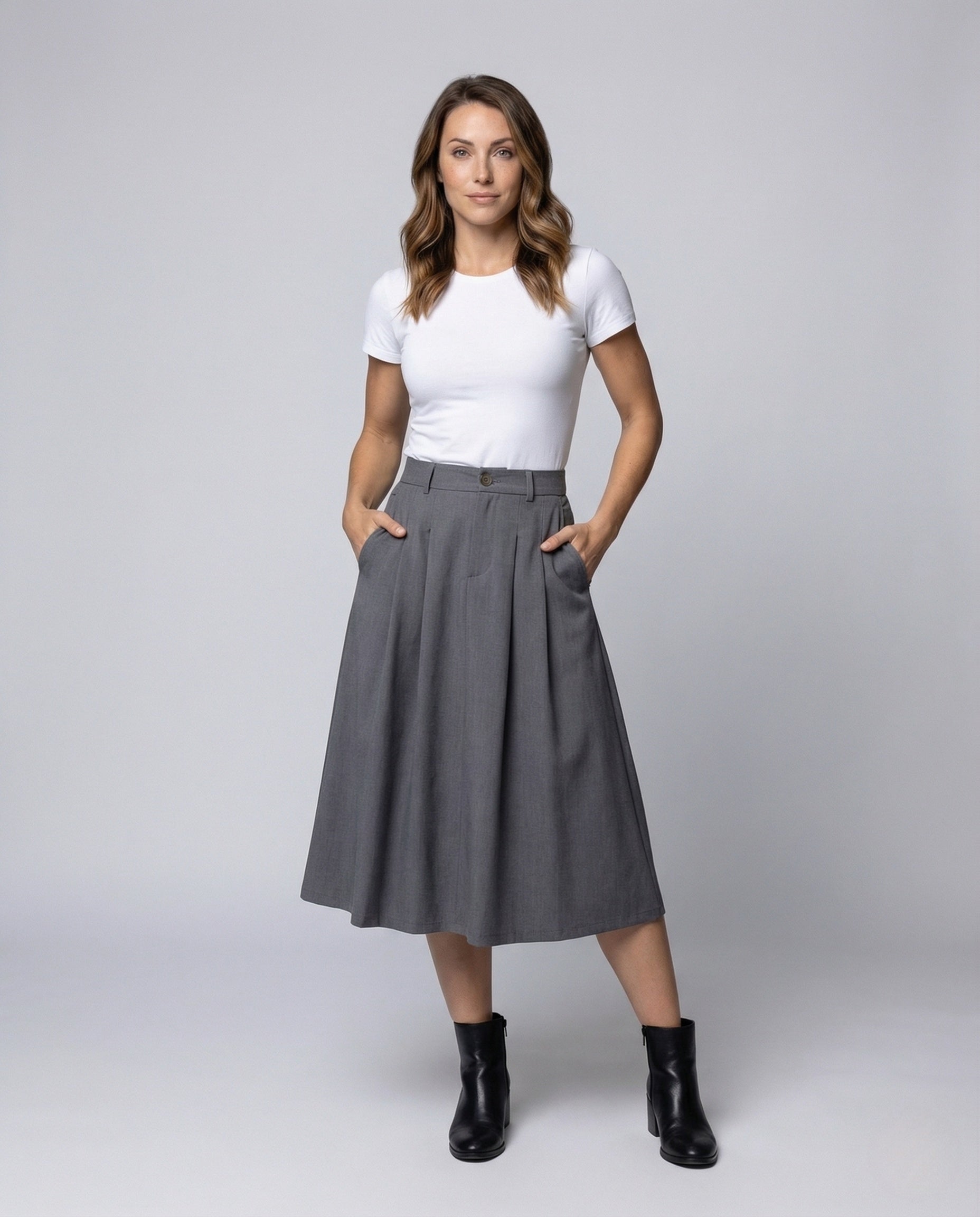 Gonna Midi Donna Linea A Plissettata - Brentozzi