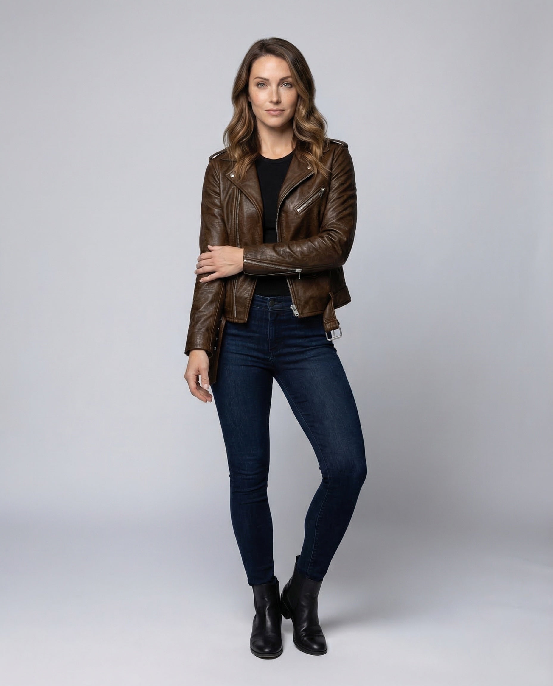 Giacca Biker Donna in Pelle Taglio Sfiancato - Brentozzi