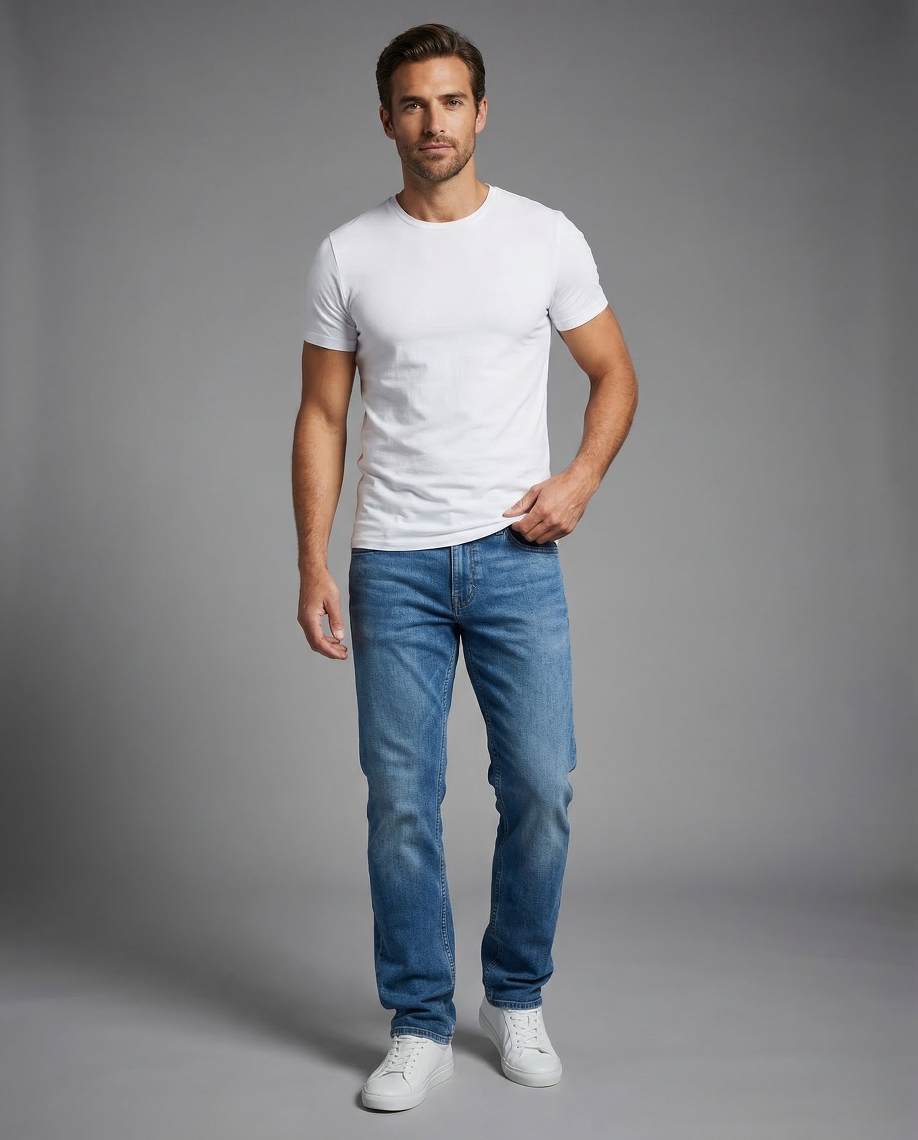 Jeans Uomo Dritti Tessuto Elastico - Brentozzi