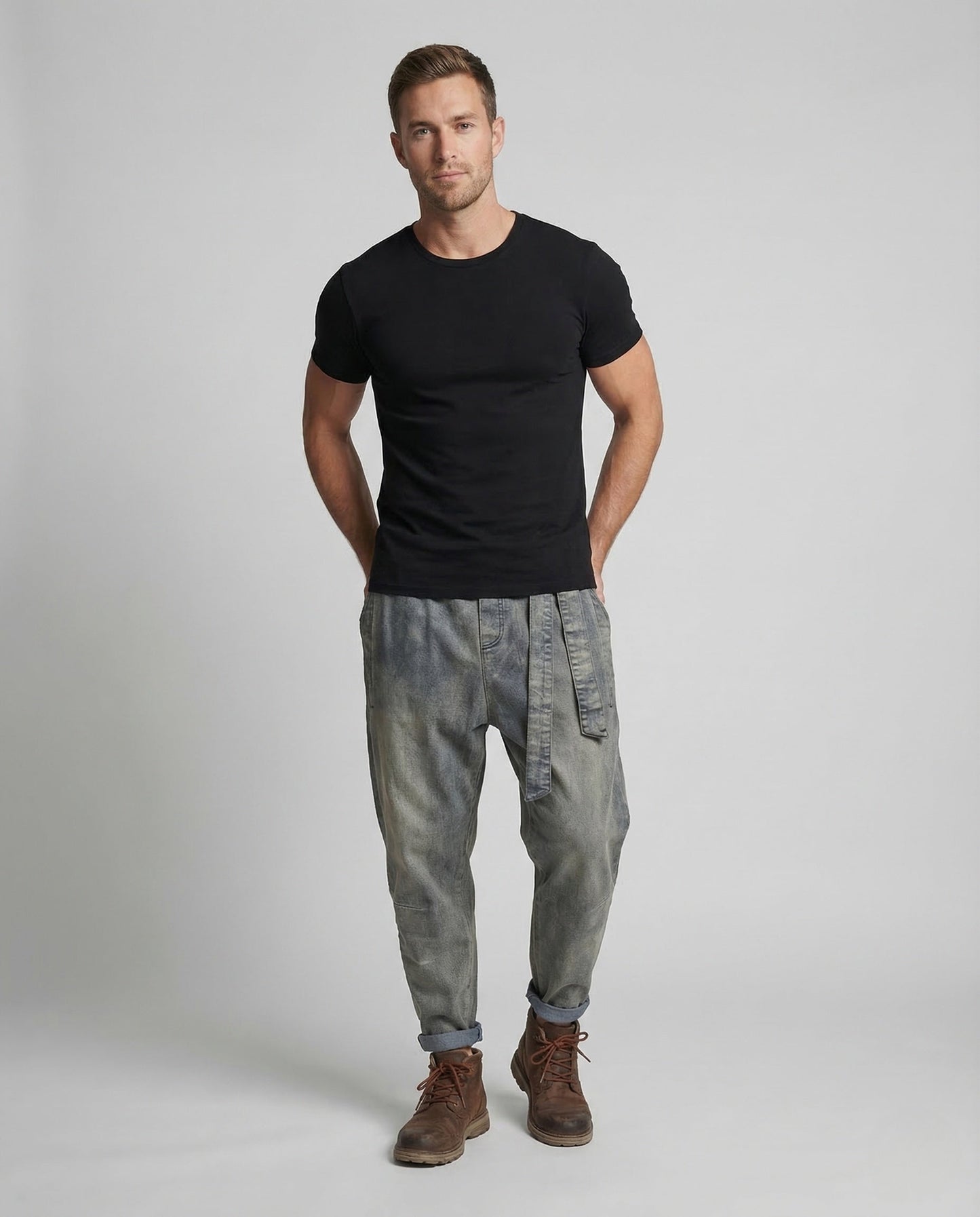 Pantaloni Harem Uomo Denim Coulisse Vita Elasticizzata - Brentozzi