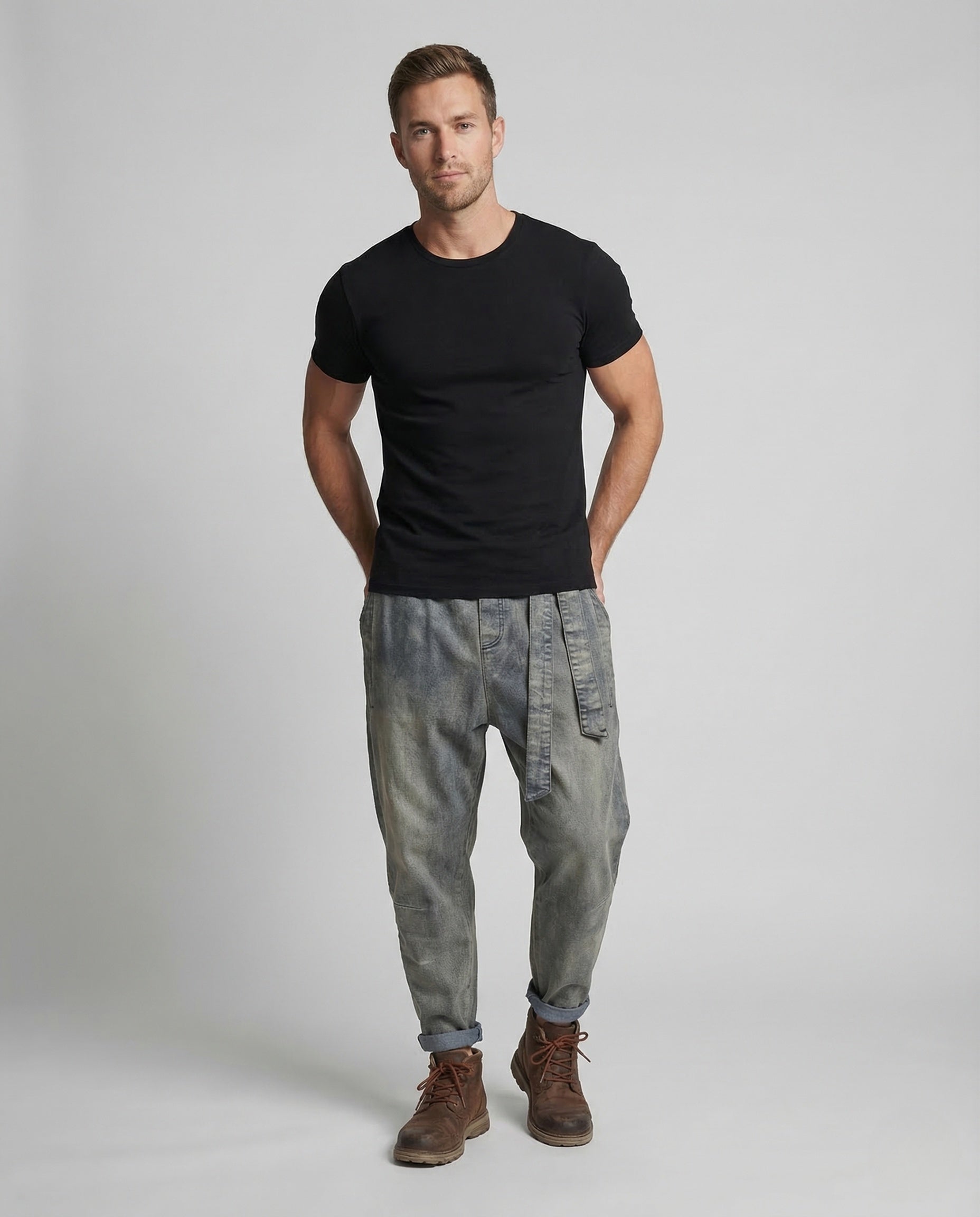 Pantaloni Harem Uomo Denim Coulisse Vita Elasticizzata - Brentozzi