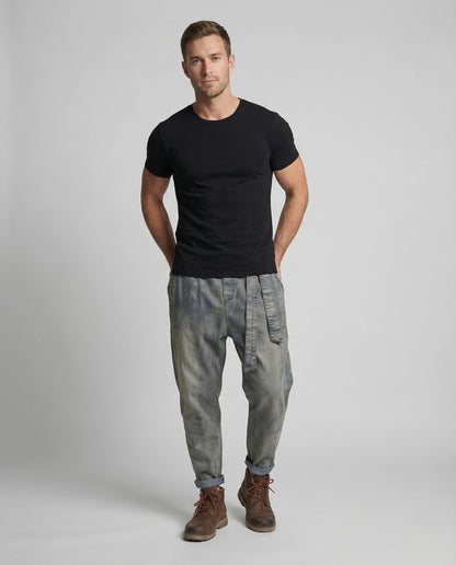 Pantaloni Harem Uomo Denim Coulisse Vita Elasticizzata - Brentozzi