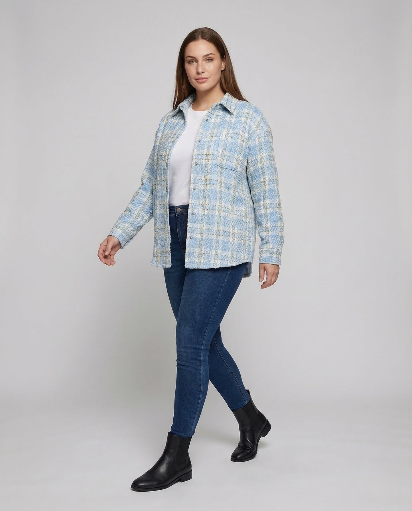 Overshirt Donna in Bouclé Fantasia Quadri Regular Fit - Brentozzi