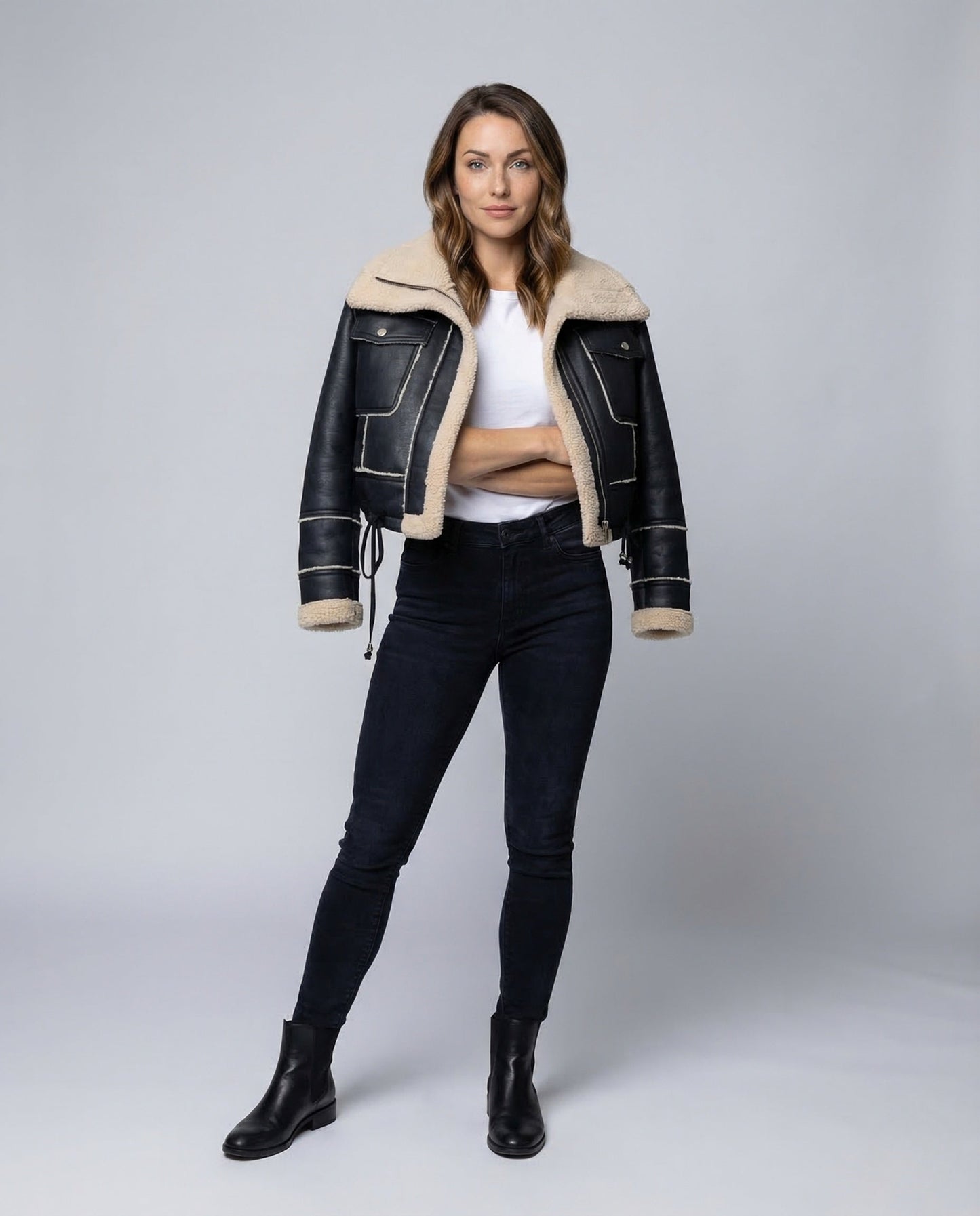 Giacca Aviatore Donna Corta Interno Teddy - Brentozzi