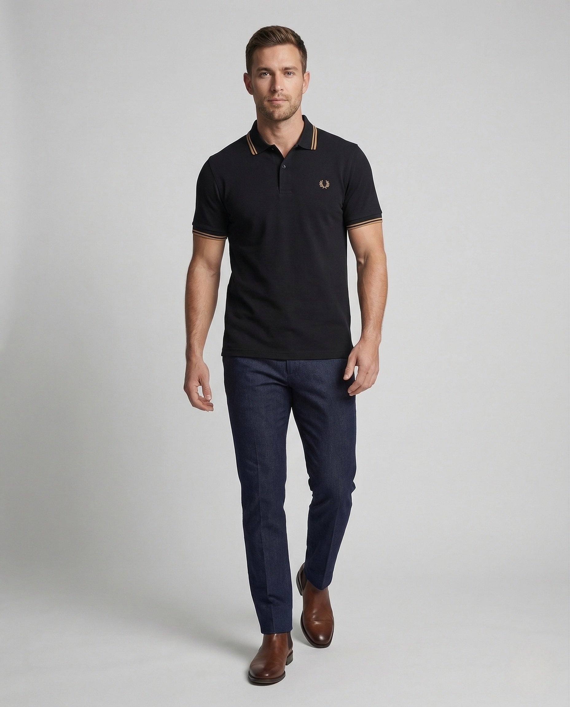 Polo Uomo Cotone Righe Contrasto Regular Fit - Brentozzi