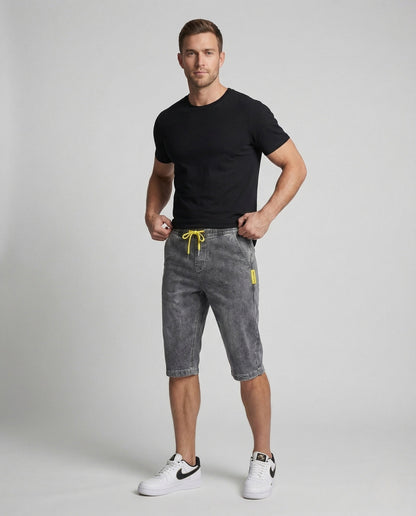 Pantaloncini Jeans Uomo Vita Elastica Lunghezza Ginocchio - Brentozzi