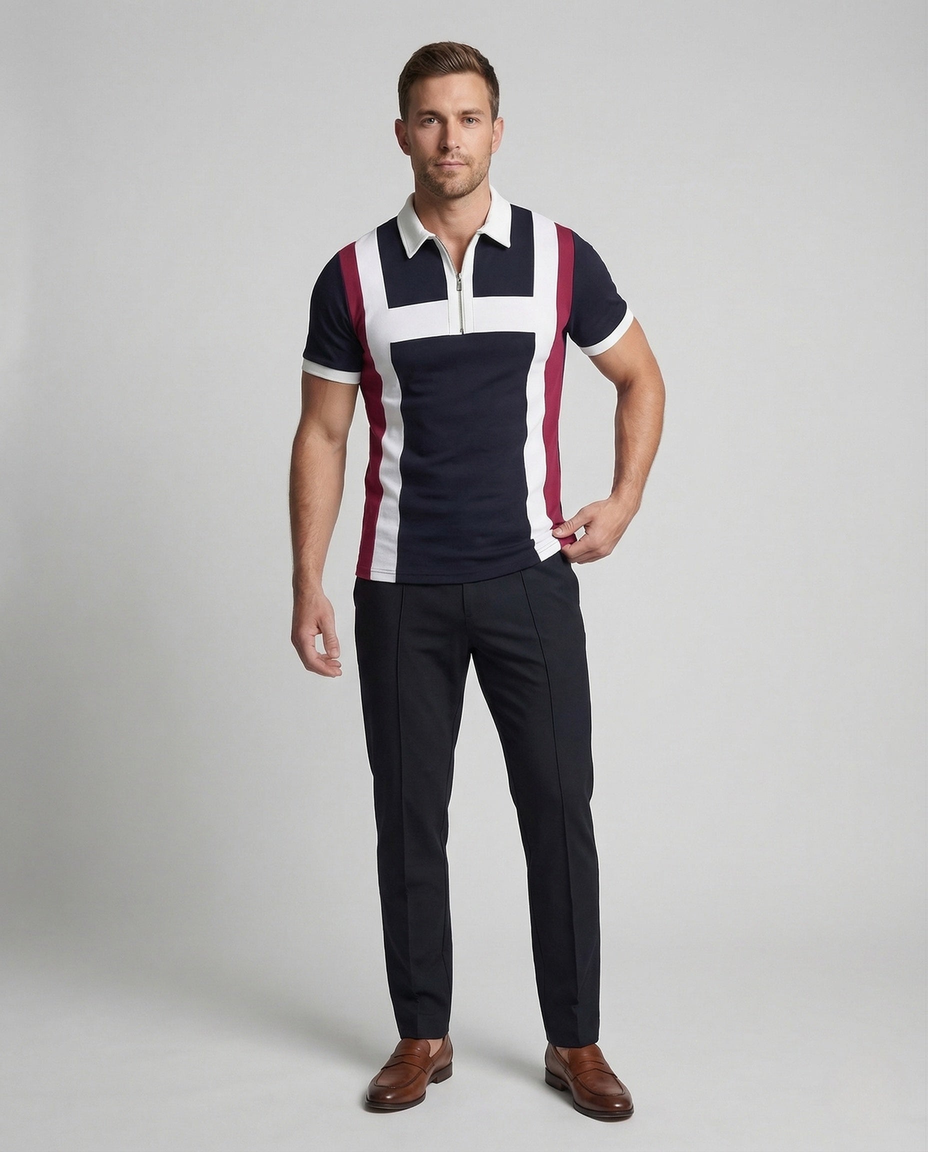 Polo Uomo con Zip e Logo Slim Fit - Brentozzi