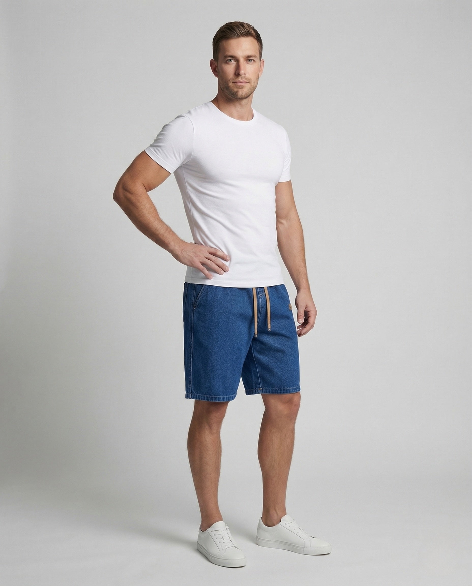 Pantaloncini Denim Uomo Coulisse Vita Elasticizzata - Brentozzi