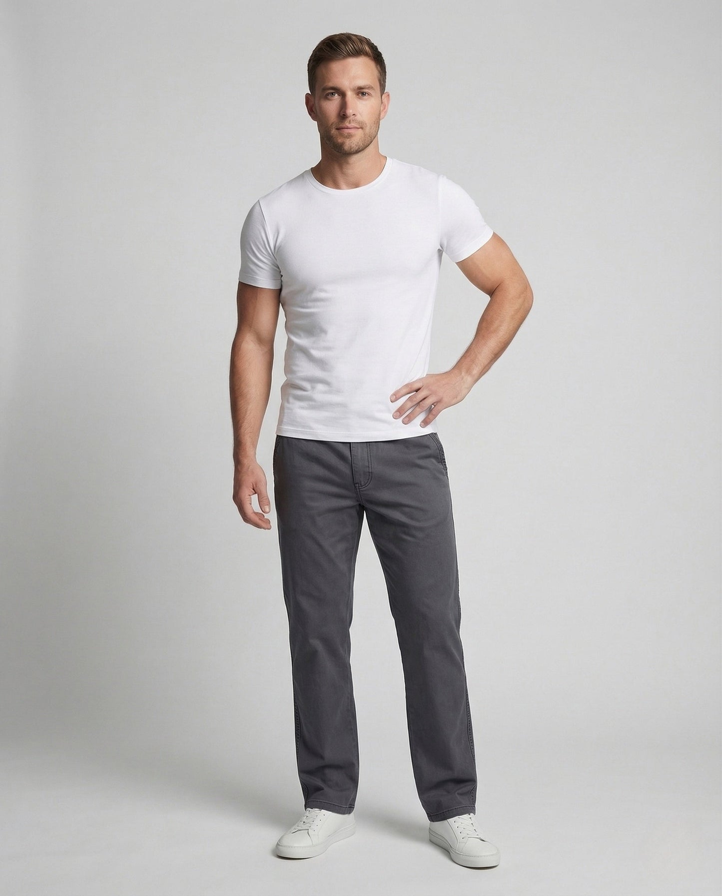 Pantaloni Chino Uomo Cotone Vita Elastica - Brentozzi