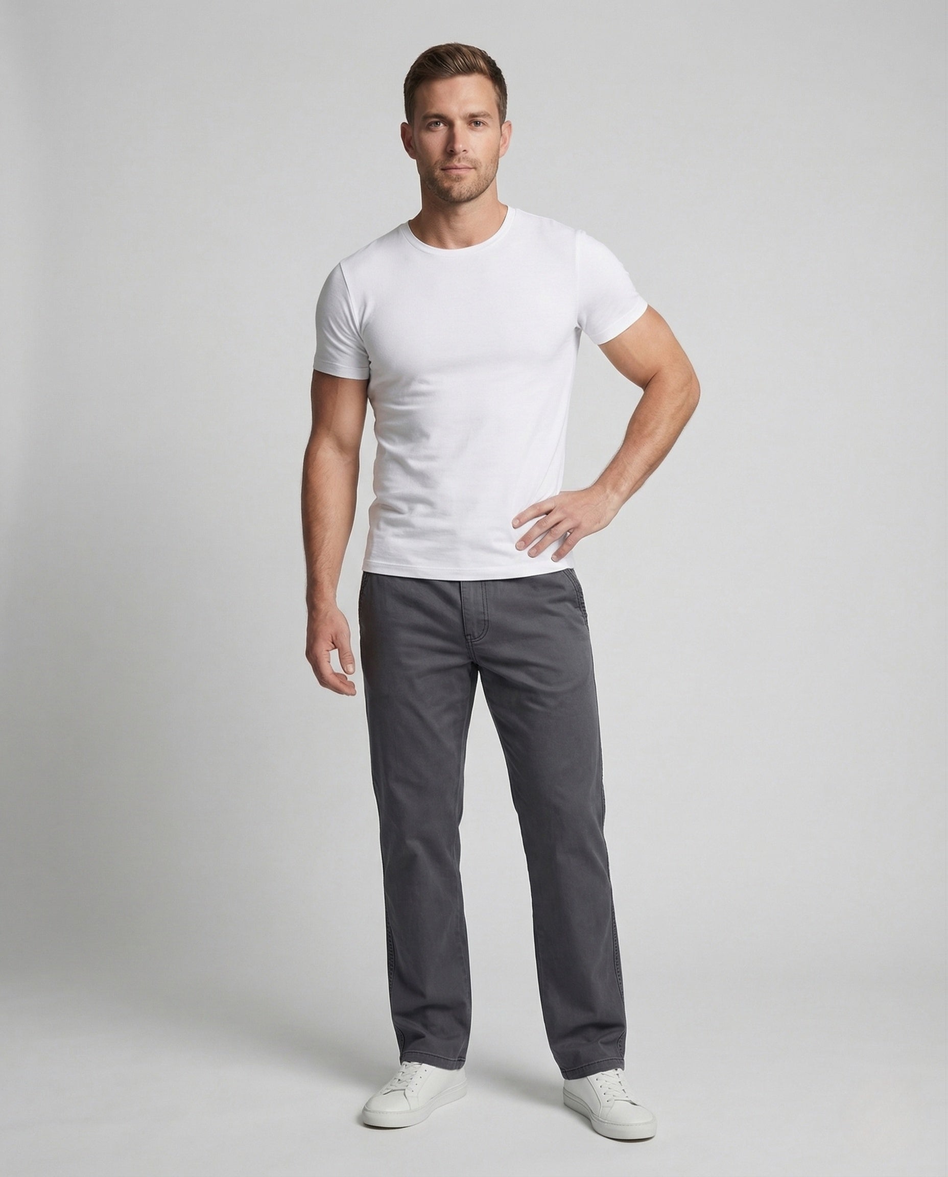 Pantaloni Chino Uomo Cotone Vita Elastica - Brentozzi