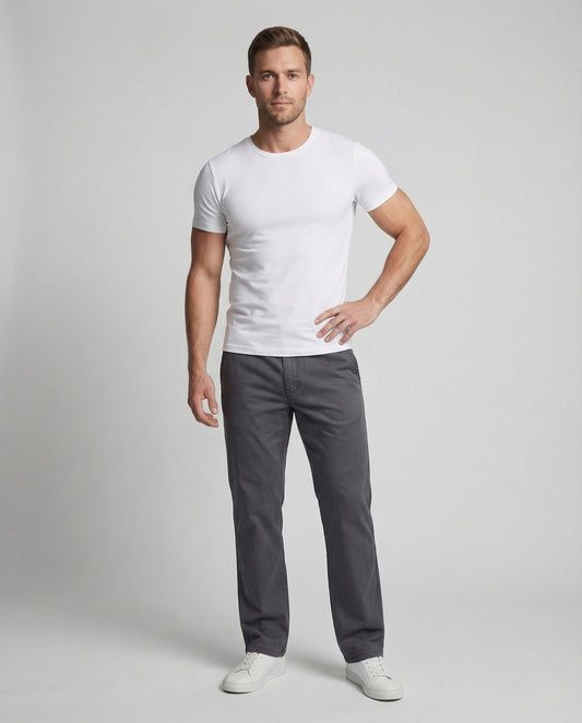 Pantaloni Chino Uomo Cotone Vita Elastica - Brentozzi