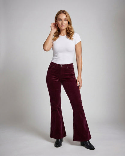 Pantaloni Donna in Cotone Stretch Vita Alta Svasati - Brentozzi