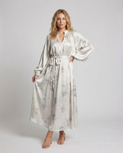 Abito Maxi Donna Effetto Seta Manica a Palloncino - Brentozzi