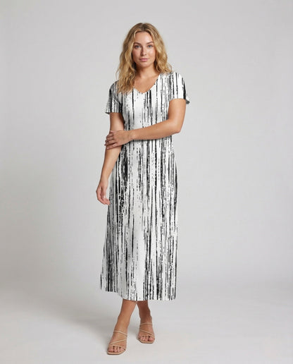 Abito Maxi Donna Linea A Manica Corta Fantasia - Brentozzi