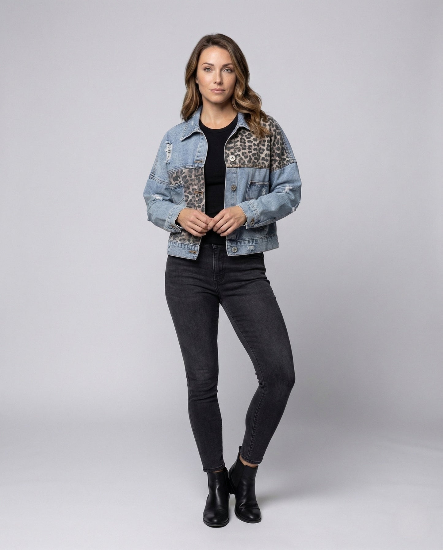 Giacca Jeans Donna Oversize con Toppe Effetto Usato - Brentozzi