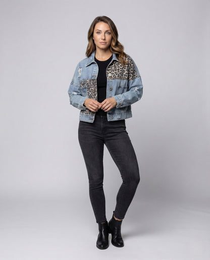 Giacca Jeans Donna Oversize con Toppe Effetto Usato - Brentozzi
