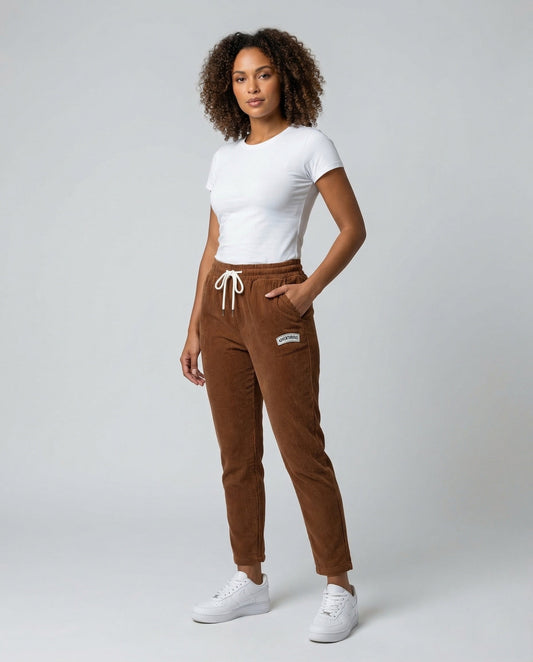 Pantaloni Donna in Corduroy Vita Elastica Taglio Largo - Brentozzi