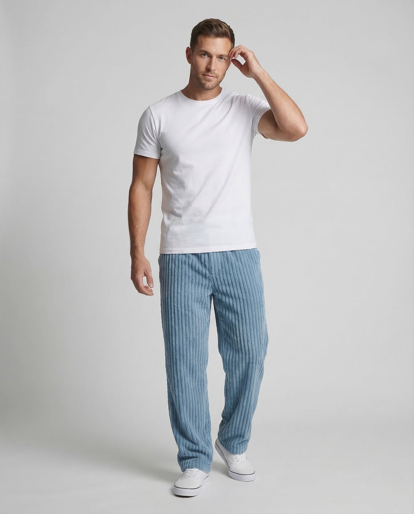 Pantaloni Uomo in Velluto Elastico Vita Ampia - Brentozzi