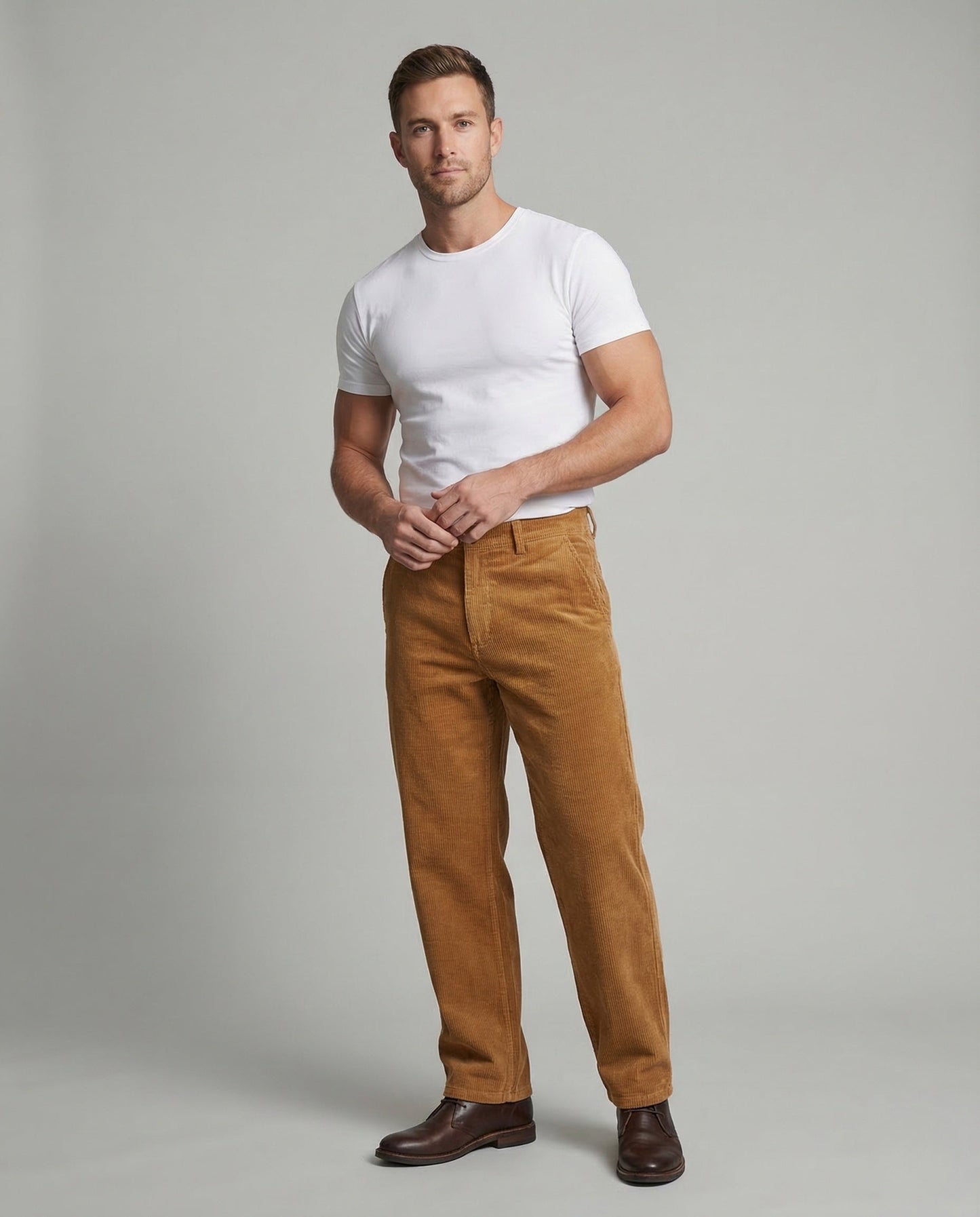Pantaloni Cargo Uomo in Velluto a Coste Taglio Dritto - Brentozzi
