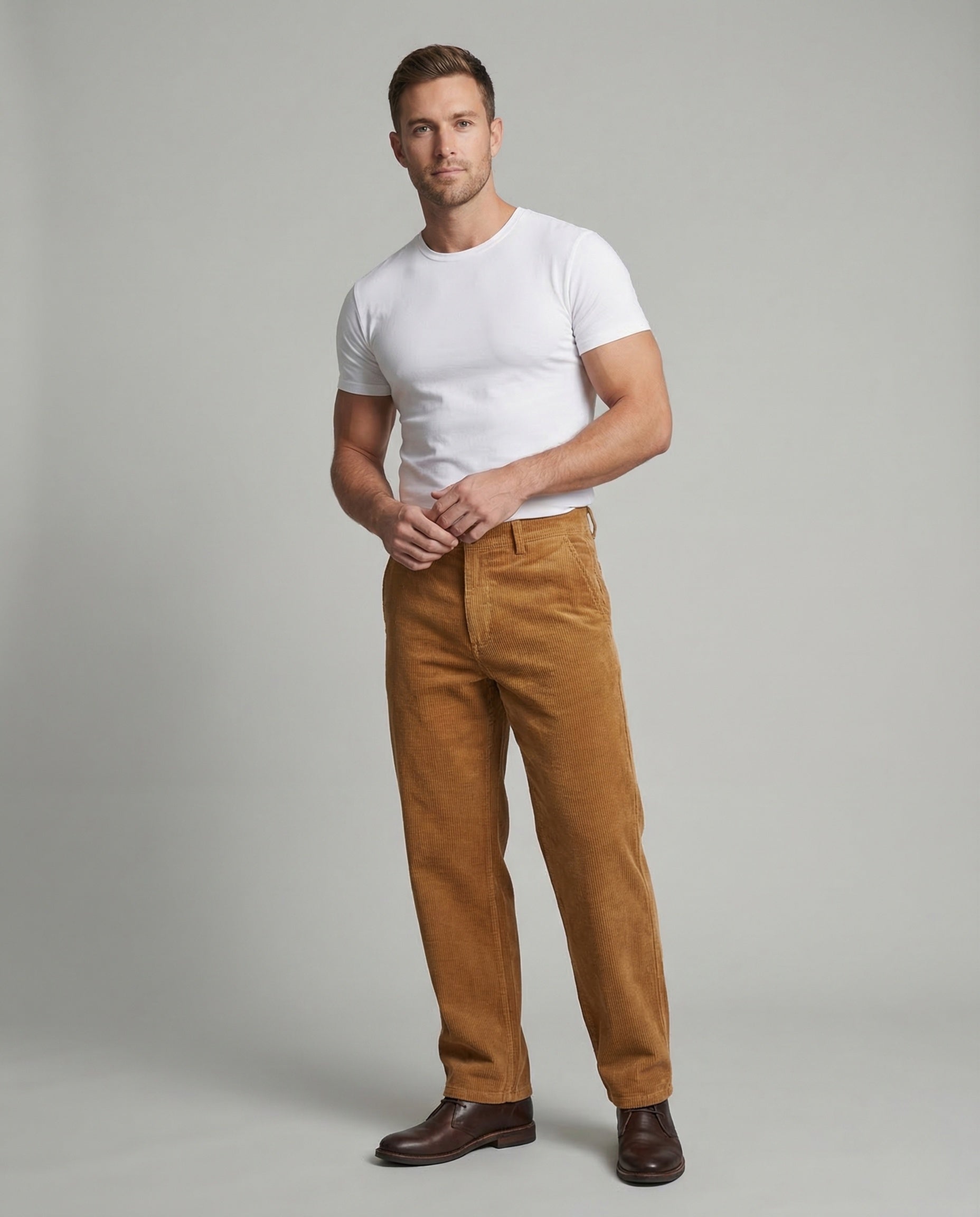 Pantaloni Cargo Uomo in Velluto a Coste Taglio Dritto - Brentozzi