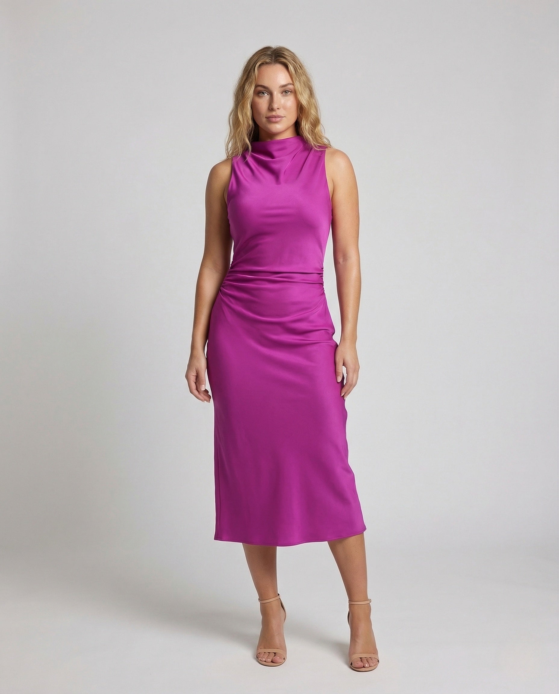 Abito da Sera Donna in Satin Scollo a Cascata - Brentozzi
