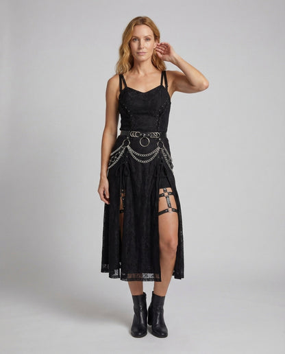 Abito Mini Donna in Pizzo Stile Gothic O-Ring