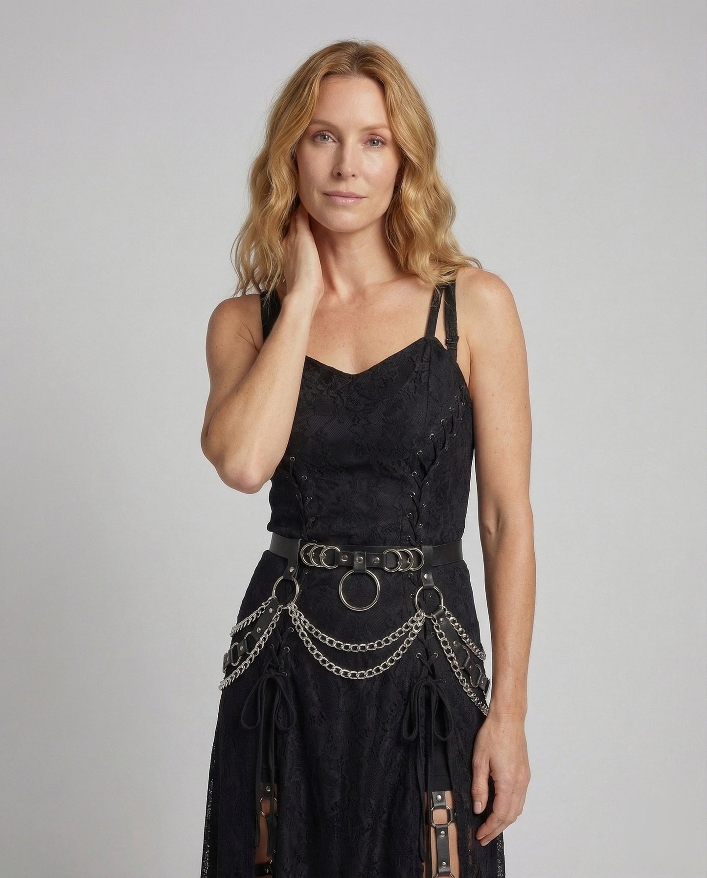 Abito Mini Donna in Pizzo Stile Gothic O-Ring