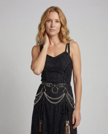 Abito Mini Donna in Pizzo Stile Gothic O-Ring