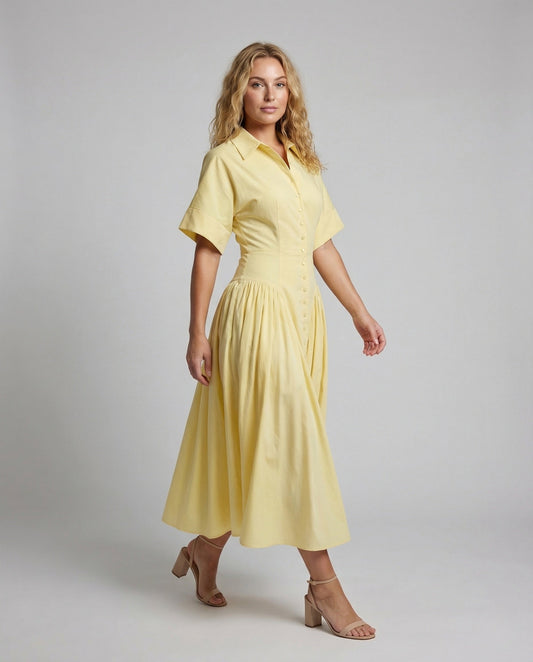 Abito Camicia Donna Gonna Plissettata Lunga - Brentozzi