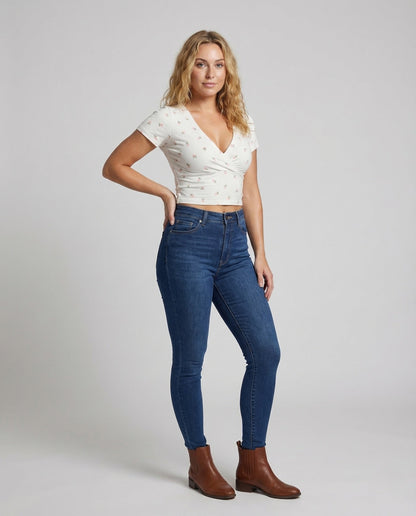 Crop Donna Stampa Floreale Girocollo - Brentozzi