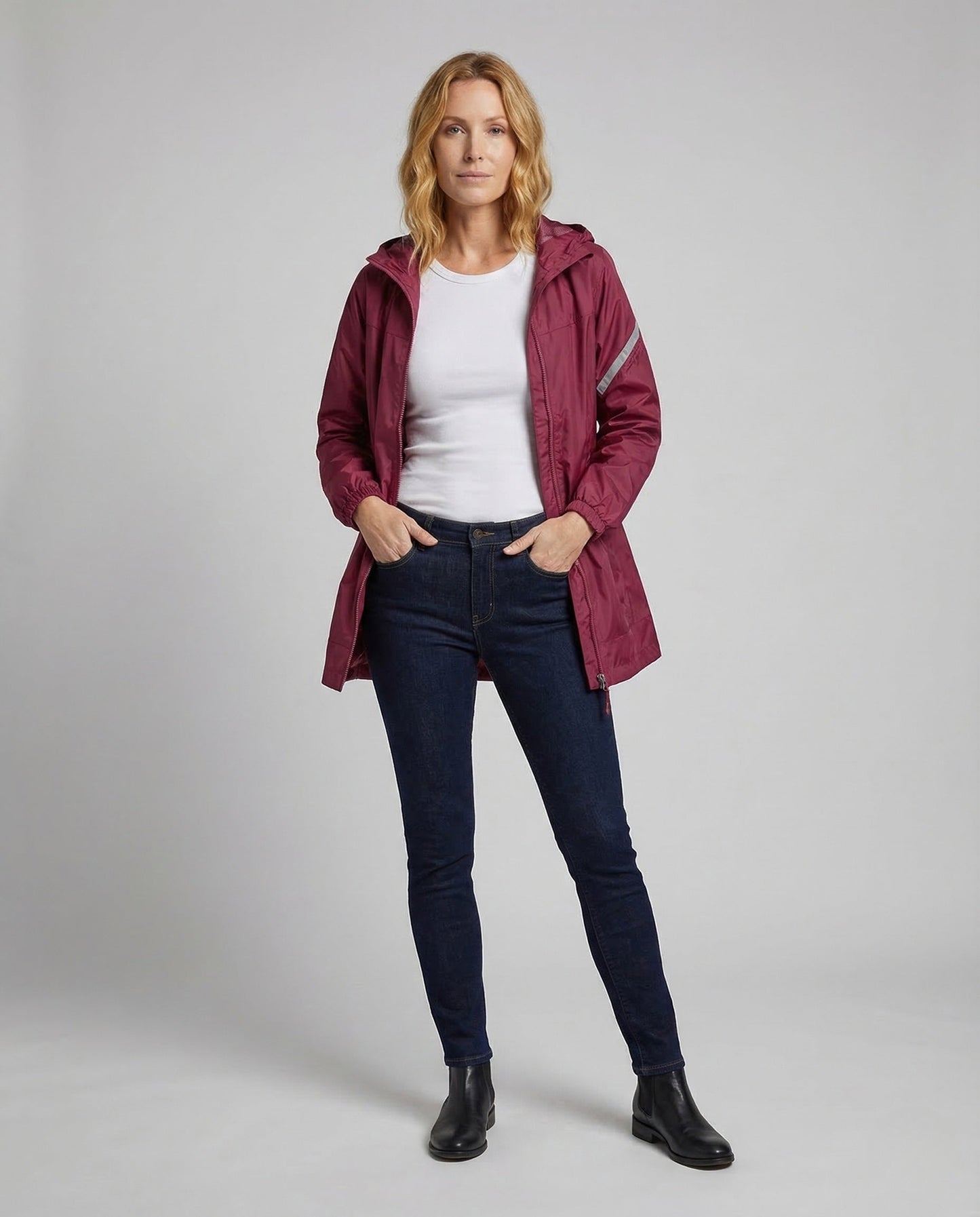 Giacca Antipioggia Unisex Impermeabile con Cappuccio e Riflettori - Brentozzi