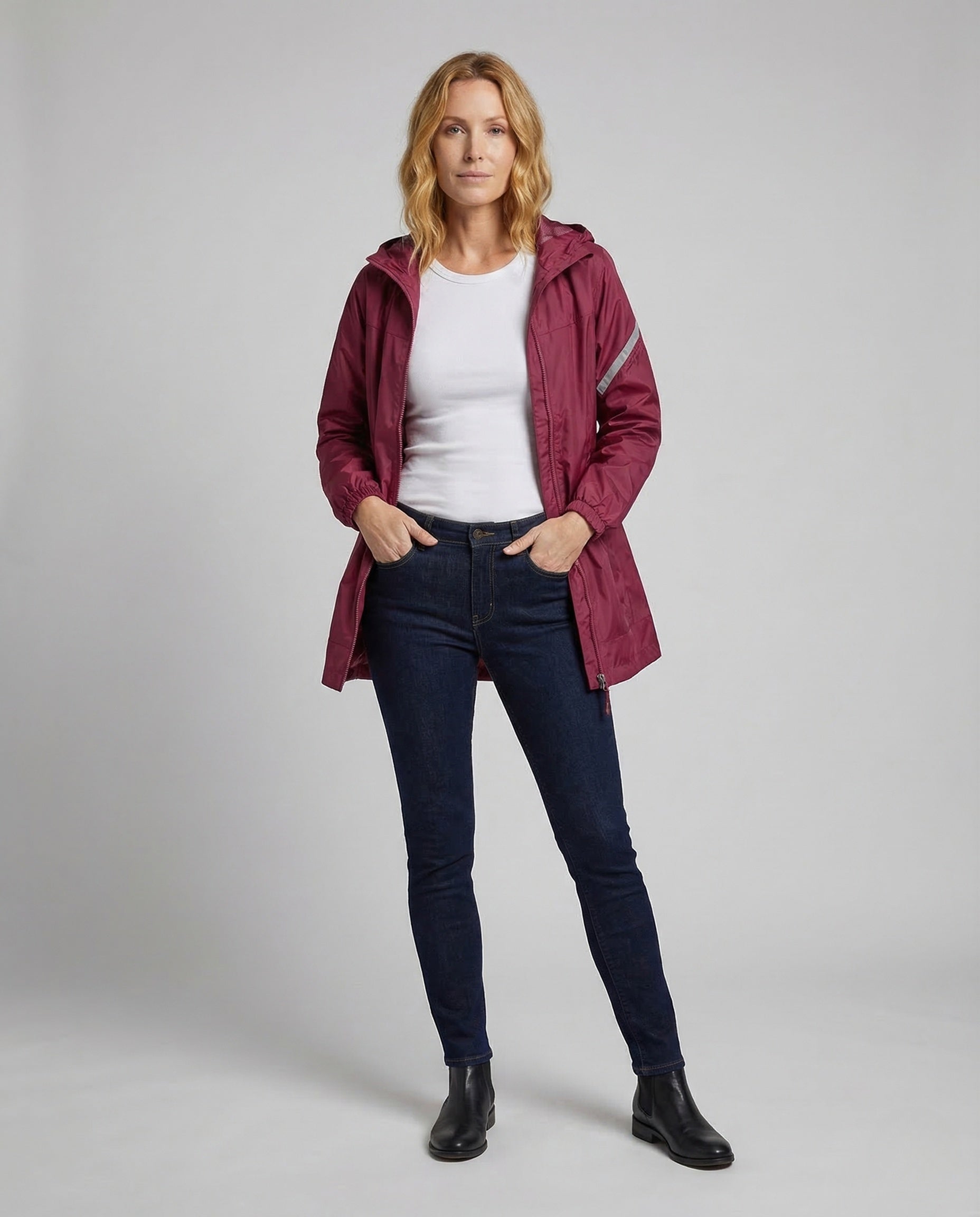Giacca Antipioggia Unisex Impermeabile con Cappuccio e Riflettori - Brentozzi