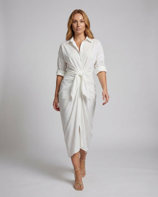 Abito Chemisier Donna Lino Cotone con Cintura - Brentozzi
