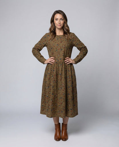 Abito Maxidress Donna Stampa Floreale Manica Lunga Boho - Brentozzi
