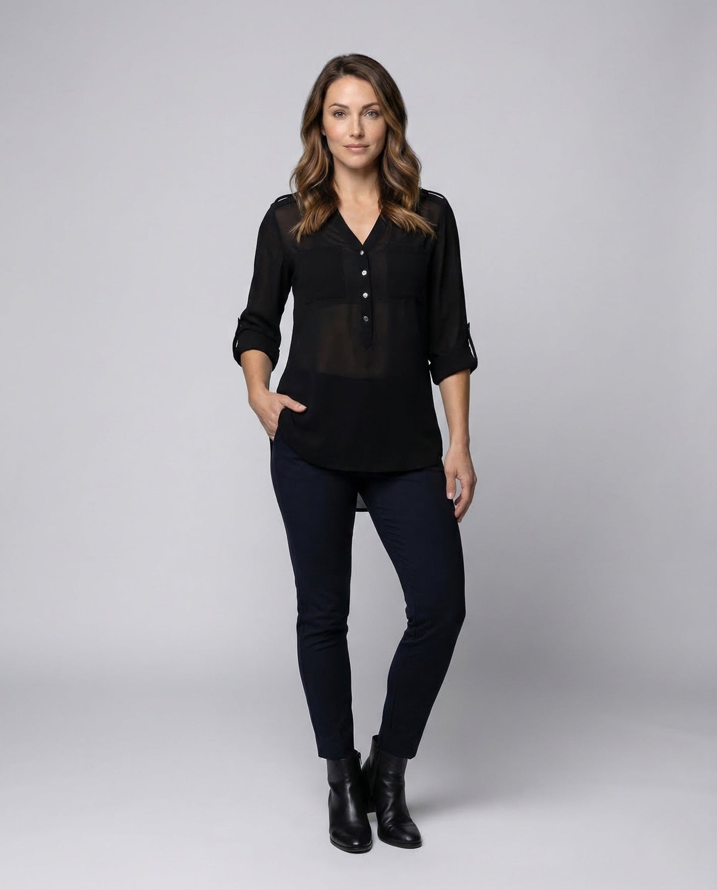 Blusa Tunica Donna in Chiffon Scollo a V - Brentozzi