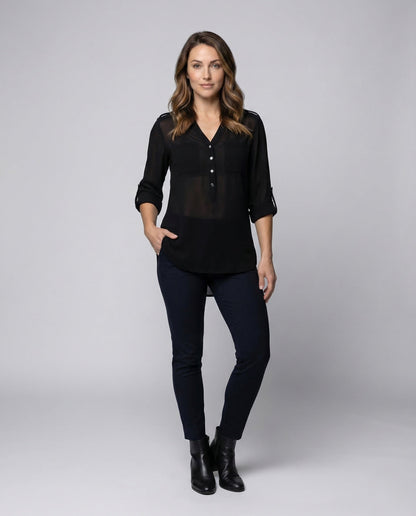 Blusa Tunica Donna in Chiffon Scollo a V - Brentozzi