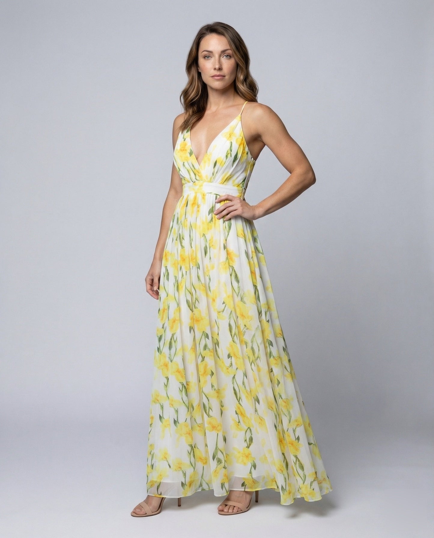 Abito Maxi Donna con Incrociato e Spalline Sottili - Brentozzi