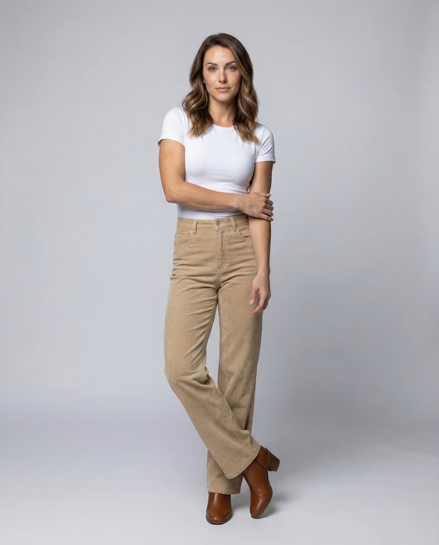 Pantaloni Donna in Cotone Vita Alta Taglio Largo - Brentozzi