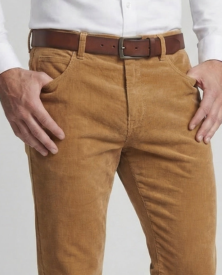 Pantaloni Uomo in Velluto a Coste Slim Dritti