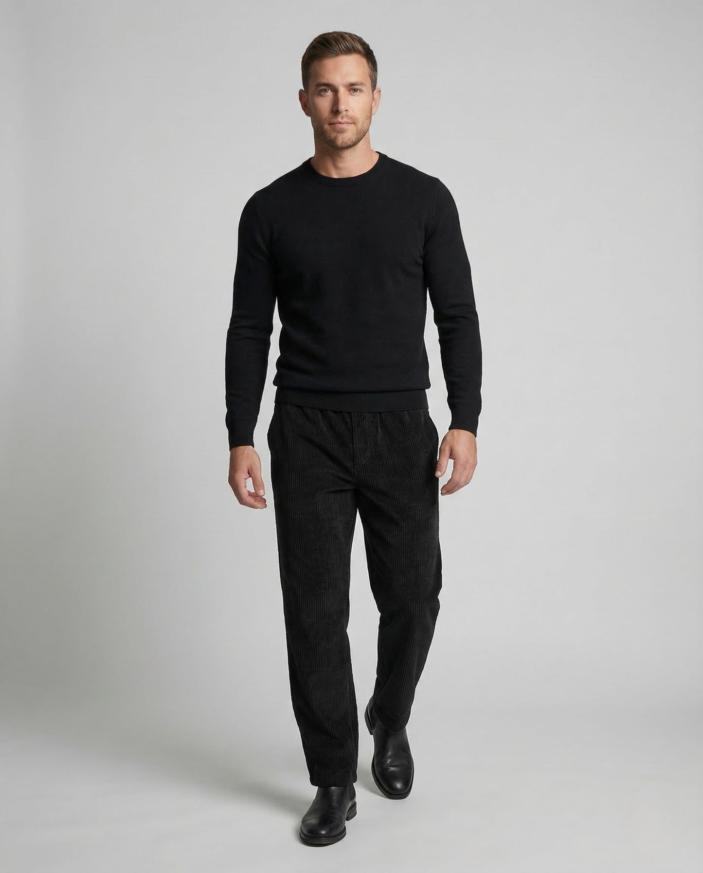 Pantaloni Uomo in Velluto a Coste Vita Elastica Ampia - Brentozzi
