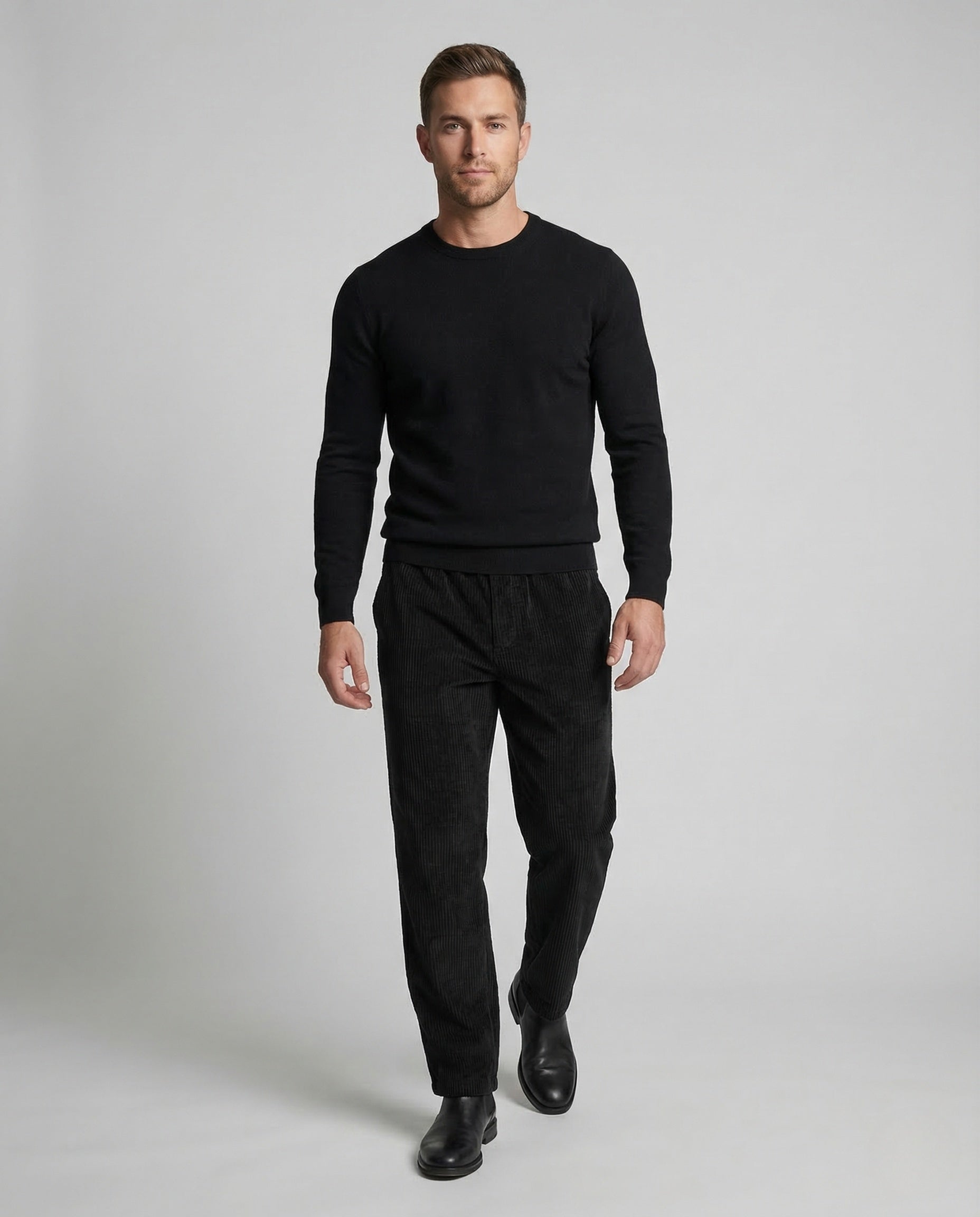 Pantaloni Uomo in Velluto a Coste Vita Elastica Ampia - Brentozzi