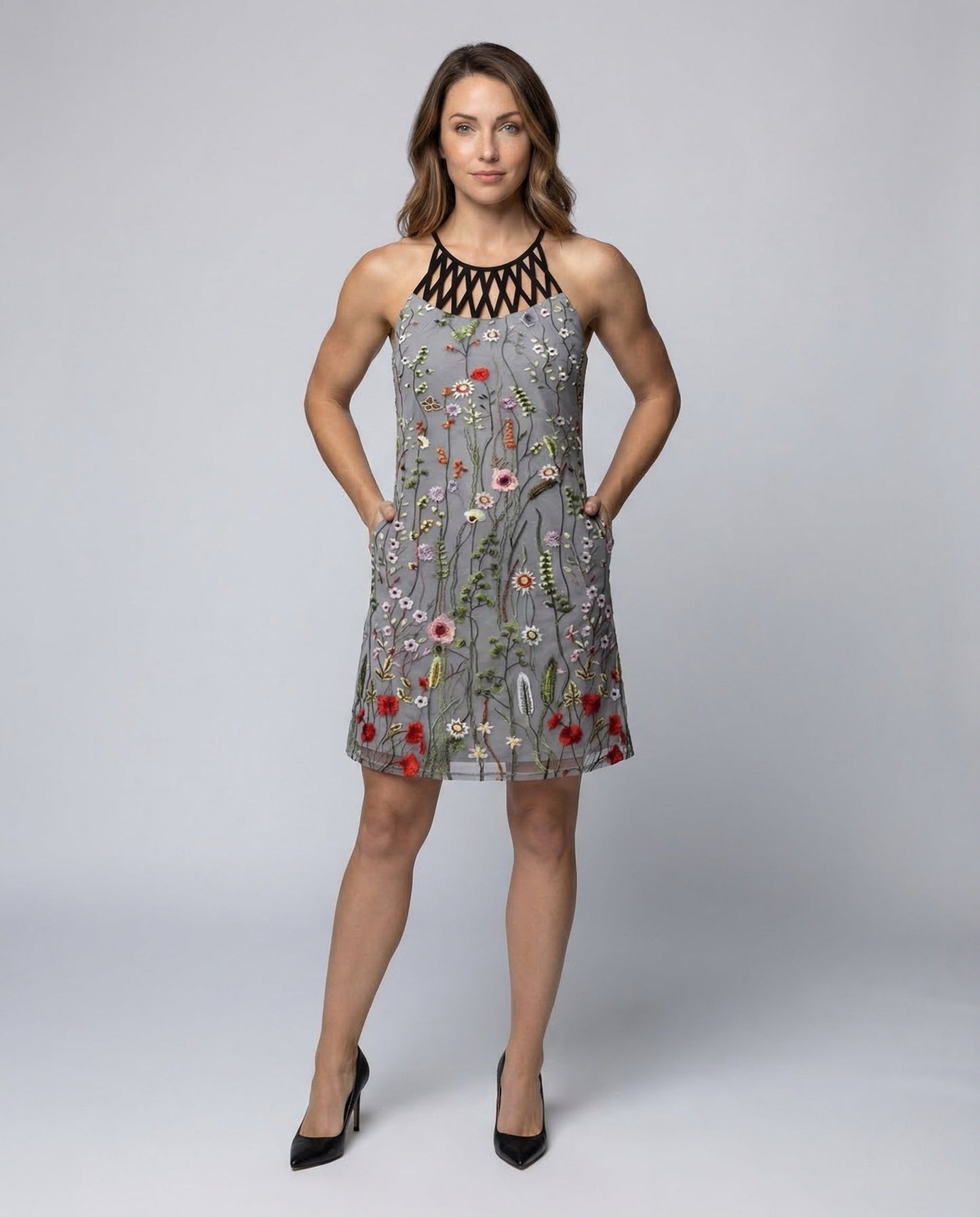 Abito Mini Donna Jersey Stampa Scollo Halter - Brentozzi