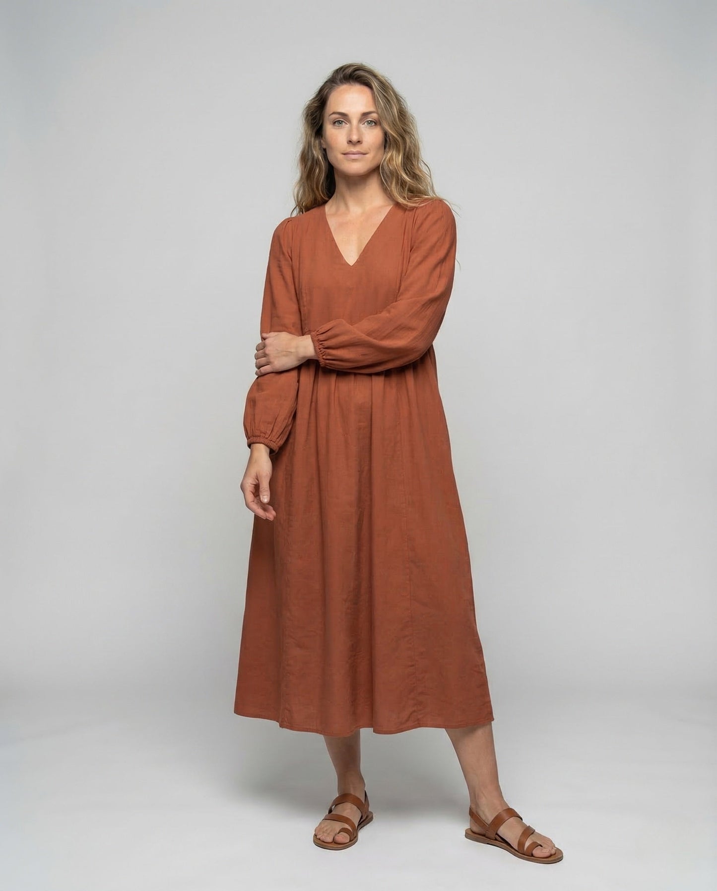 Abito Maxi Donna in Viscosa Scollo a V Vita Empire - Brentozzi